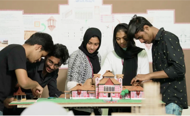 students practising architecture course in Kerala
